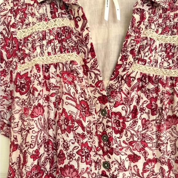 Anthropologie Somerset Georgina Tieres Floral Dress Size Small S Pink Red White - Picture 7 of 10